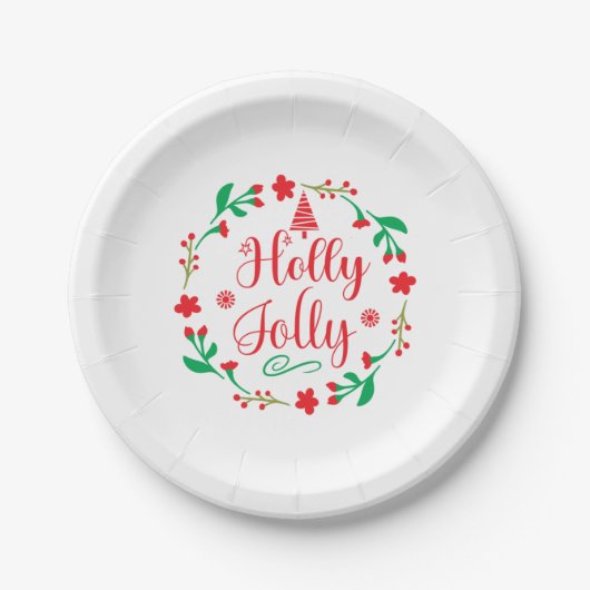 Merry Xmas Holly Jolly Pappteller (Vorderseite)
