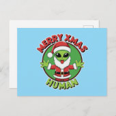 Merry Xmas Human Feiertagspostkarte (Vorne/Hinten)