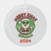 Merry Xmas Humans Ornament Aus Glas (Vorderseite)