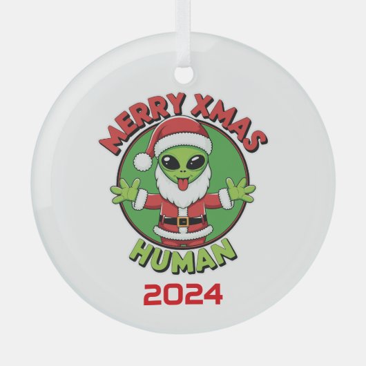 Merry Xmas Humans Ornament Aus Glas (Vorderseite)