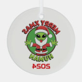 Merry Xmas Humans Ornament Aus Glas (Rückseite)