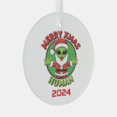 Merry Xmas Humans Ornament Aus Glas (Vorderseite Rechts)