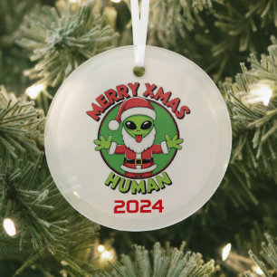 Merry Xmas Humans Ornament Aus Glas