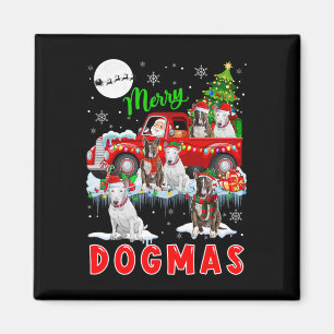 Merry Xmas Hund Santa Carry Bull Terrier auf Bild Magnet