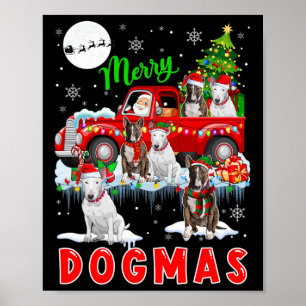 Merry Xmas Hund Santa Carry Bull Terrier auf Bild Poster