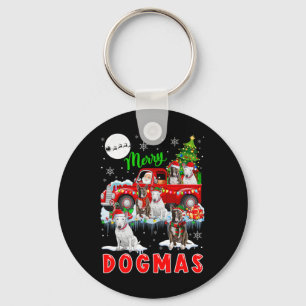 Merry Xmas Hund Santa Carry Bull Terrier auf Bild Schlüsselanhänger