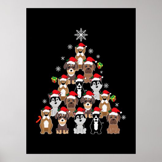 Merry Xmas Hund Weihnachtsbaum Poster (Vorne)
