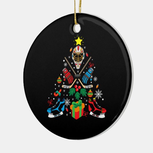 Merry Xmas Ice Hockey Weihnachtsbaum Keramik Ornament (Links)