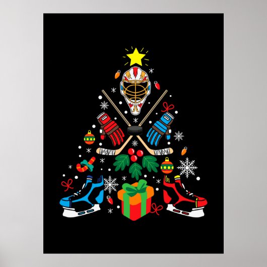 Merry Xmas Ice Hockey Weihnachtsbaum Poster (Vorne)