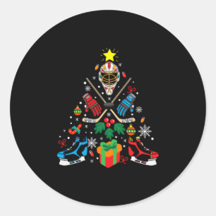 Merry Xmas Ice Hockey Weihnachtsbaum Runder Aufkleber