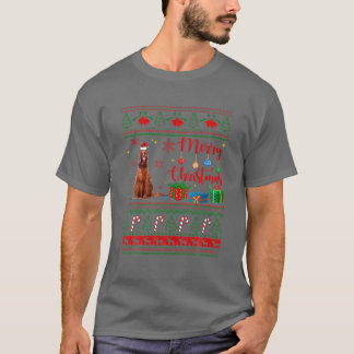 Merry Xmas Irish Setter Ugly Sweater Weihnachtsman T-Shirt