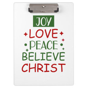 Merry Xmas Joy Liebe Friedensglaube Klemmbrett