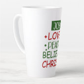 Merry Xmas Joy Liebe Friedensglaube Milchtasse (Linke Ecke)