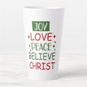 Merry Xmas Joy Liebe Friedensglaube Milchtasse (Vorderseite)