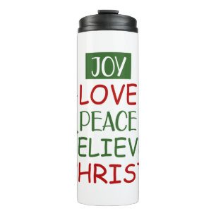 Merry Xmas Joy Liebe Friedensglaube Thermosbecher