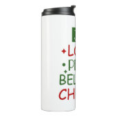 Merry Xmas Joy Liebe Friedensglaube Thermosbecher (Nach links gedreht)