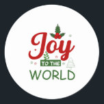 Merry Xmas Joy To The World Runder Aufkleber<br><div class="desc">Merry Xmas Joy To The World</div>