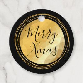 Merry Xmas Kalligraphie schwarz und gold hell chic Geschenkanhänger