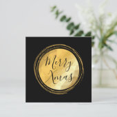 Merry Xmas Kalligraphie schwarz und gold hell chic Karte (Stehend Vorderseite)