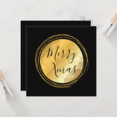 Merry Xmas Kalligraphie schwarz und gold hell chic Karte (Vorderseite/Rückseite Beispiel)