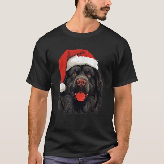 Merry Xmas Landseer Newfoundland Dog Christmas T-Shirt (Vorderseite)
