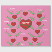 Merry Xmas Leaf and Liebe Wrapping Paper Geschenkpapier (Flach)