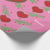 Merry Xmas Leaf and Liebe Wrapping Paper Geschenkpapier (Ecke)