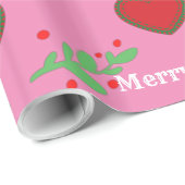 Merry Xmas Leaf and Liebe Wrapping Paper Geschenkpapier (Rolleneckpunkt)