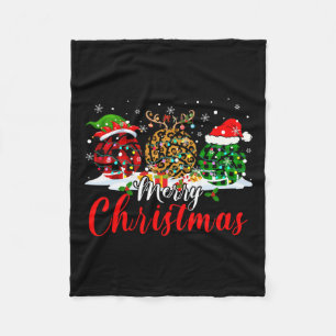 Merry Xmas Leopard Kariert Santa Elf Reindeer Voll Fleecedecke