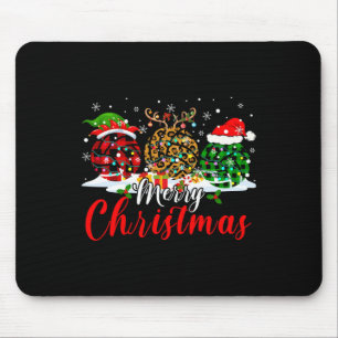 Merry Xmas Leopard Kariert Santa Elf Reindeer Voll Mousepad