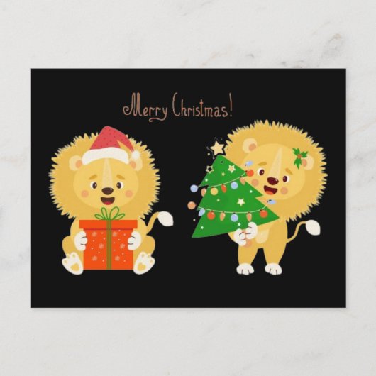Merry Xmas Lion Cubs Postkarte (Vorderseite)