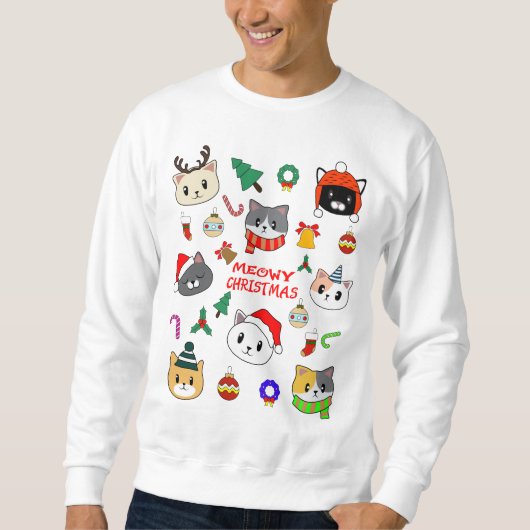 MERRY XMAS, Meowy Catmas Tree, Cat Christmas Gesch Sweatshirt (Vorderseite)
