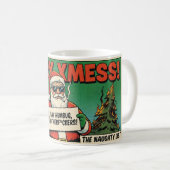 Merry Xmas Mess Funny Christmas Mug - Naughty Sant Kaffeetasse (VorderseiteRechts)