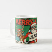 Merry Xmas Mess Funny Christmas Mug - Naughty Sant Kaffeetasse (Vorderseite Links)