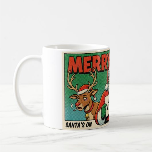 Merry Xmas Mess Funny Christmas Mug - Naughty Sant Kaffeetasse (Links)
