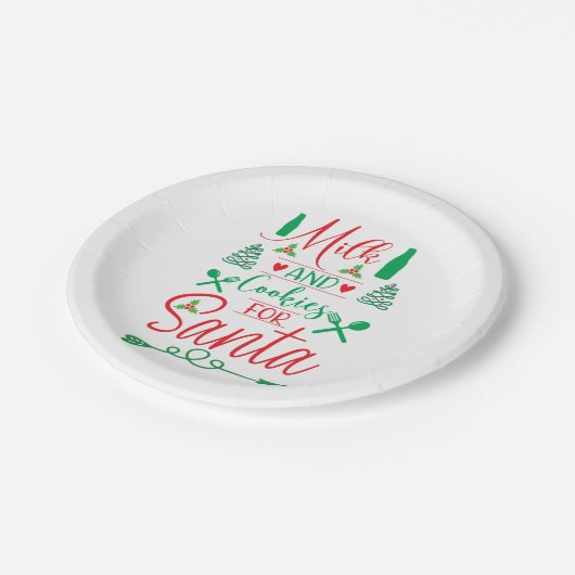 Merry Xmas Milk And Cookies For Santa Pappteller (Schrägansicht)