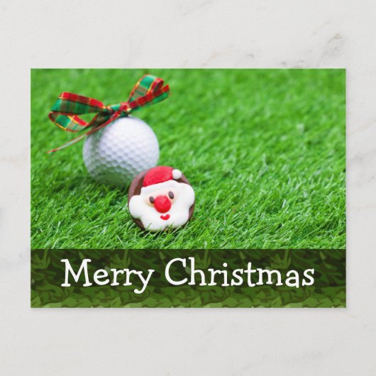 Merry X'mas mit Santa & Golf Card spielen Postkarte (Vorderseite)