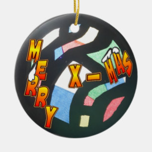 Merry Xmas Muster Circle Ornament