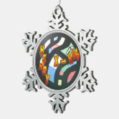 Merry Xmas Muster Pewter Snowflake Ornament (Rechts)