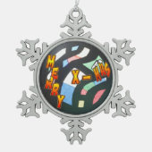 Merry Xmas Muster Pewter Snowflake Ornament (Vorderseite)