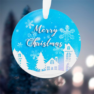 Merry Xmas neues Jahr 2023 Blauer Schnee im Weißen Ornament