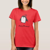 Merry Xmas Niedlich Happy Pinguin in Red Winter Ha T-Shirt (Vorderseite)