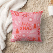 Merry Xmas Niedlich Pink Retro Botanische Weihnach Kissen (Decke)