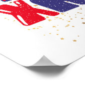 Merry Xmas Niedlich Red Blue Gold Poster (Ecke)