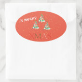 Merry Xmas Ovaler Aufkleber (Tasche)
