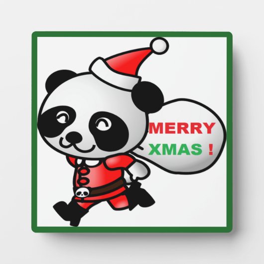 "MERRY XMAS" PANDA BEAR SANTA FOTOPLATTE (Vorderseite)