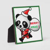 "MERRY XMAS" PANDA BEAR SANTA FOTOPLATTE (Vorderseite)