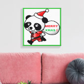 "MERRY XMAS" PANDA BEAR SANTA LEINWANDDRUCK (Insitu (Wohnzimmer))