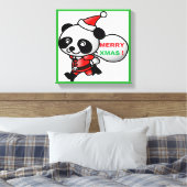 "MERRY XMAS" PANDA BEAR SANTA LEINWANDDRUCK (Insitu (Schlafzimmer))