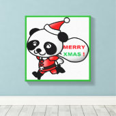 "MERRY XMAS" PANDA BEAR SANTA LEINWANDDRUCK (Insitu (Holzboden))
